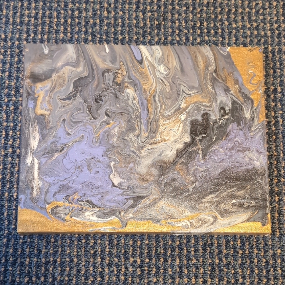 Abstract Gold and Gray Canvas Art